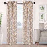 Venetian Damask Jacquard Grommet Traditional Curtain Panel Set - Semi Sheer Curtains by Superior Brand