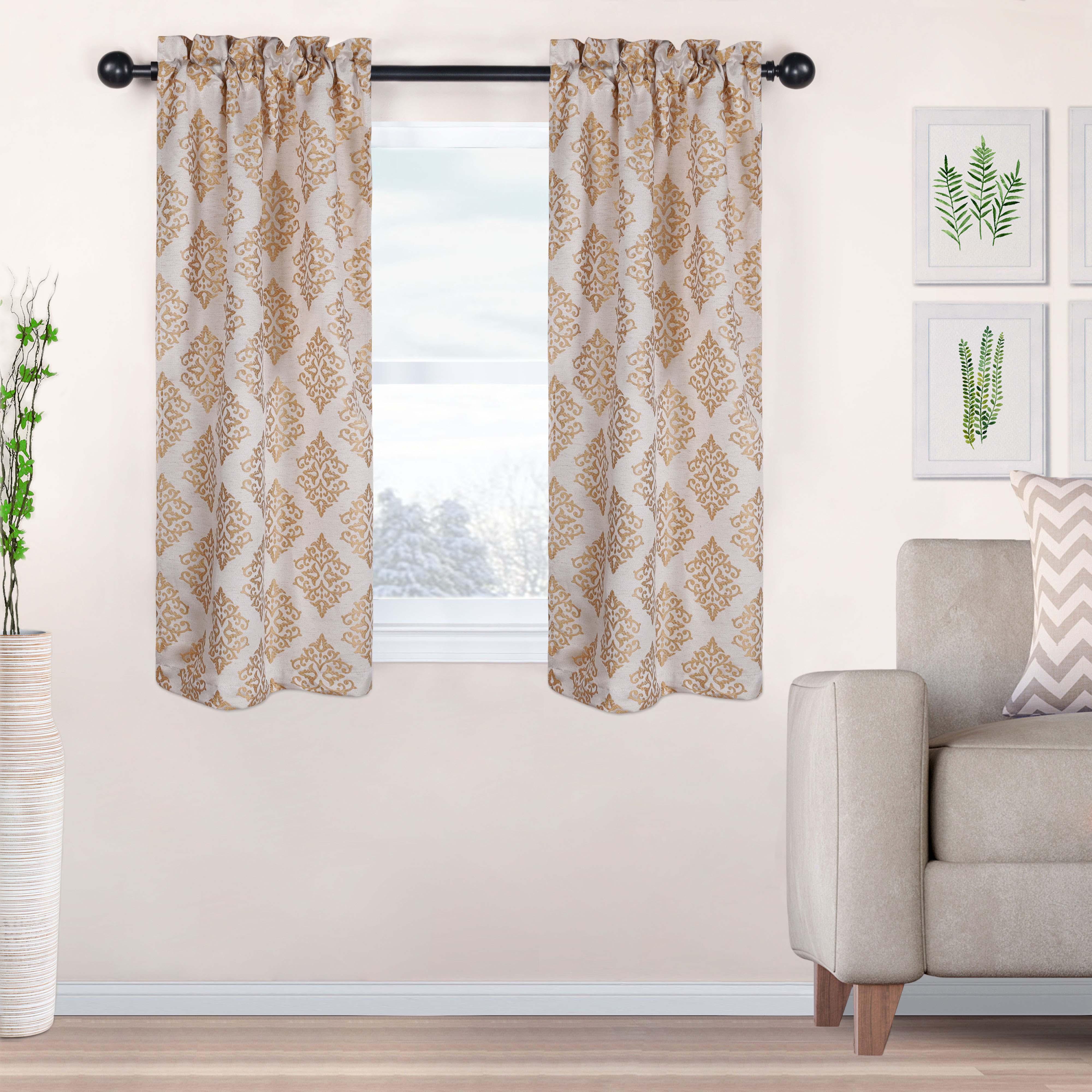 Venetian Damask Jacquard Grommet Traditional Curtain Panel Set - Semi Sheer Curtains by Superior Brand