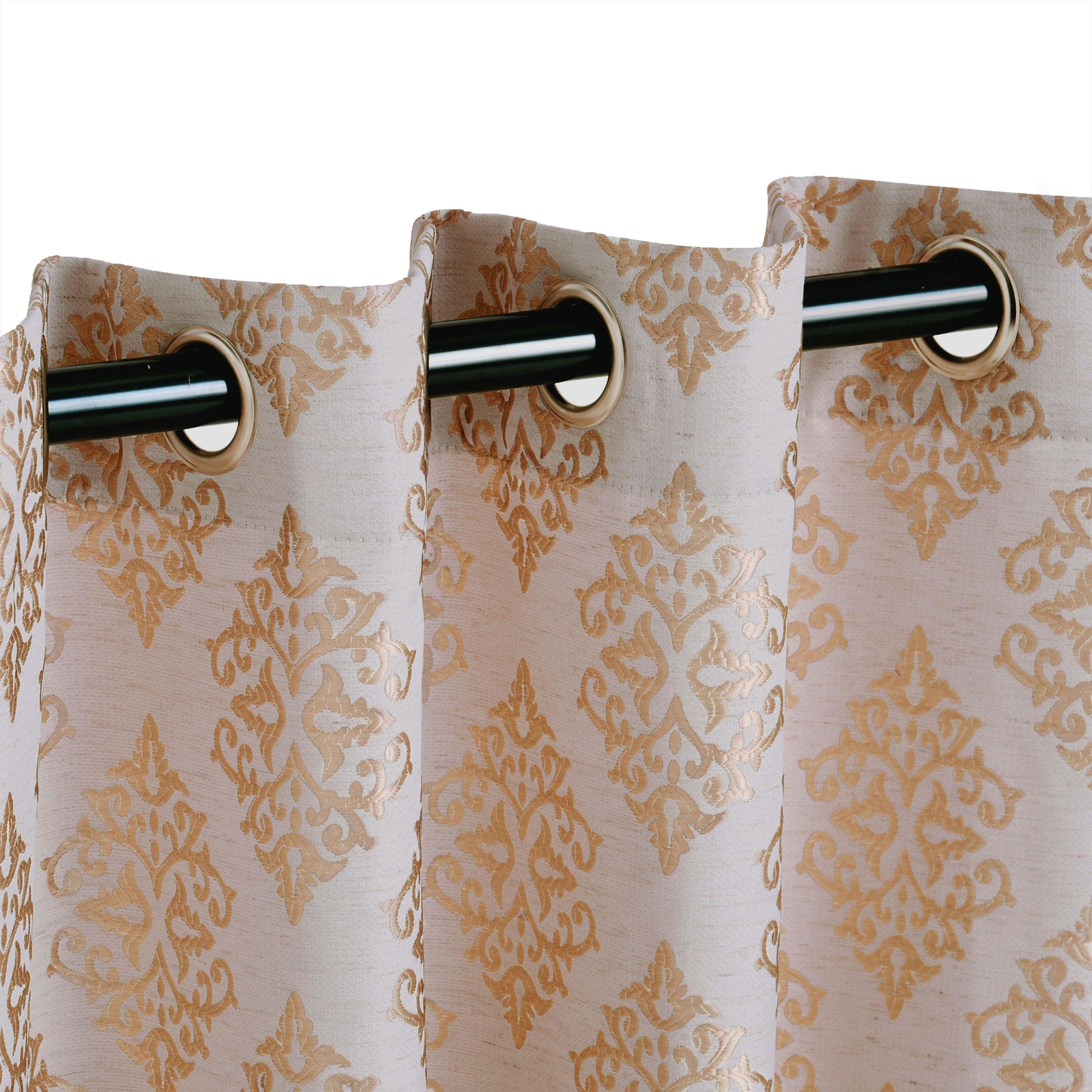 Venetian Damask Jacquard Grommet Traditional Curtain Panel Set - Semi Sheer Curtains by Superior Brand