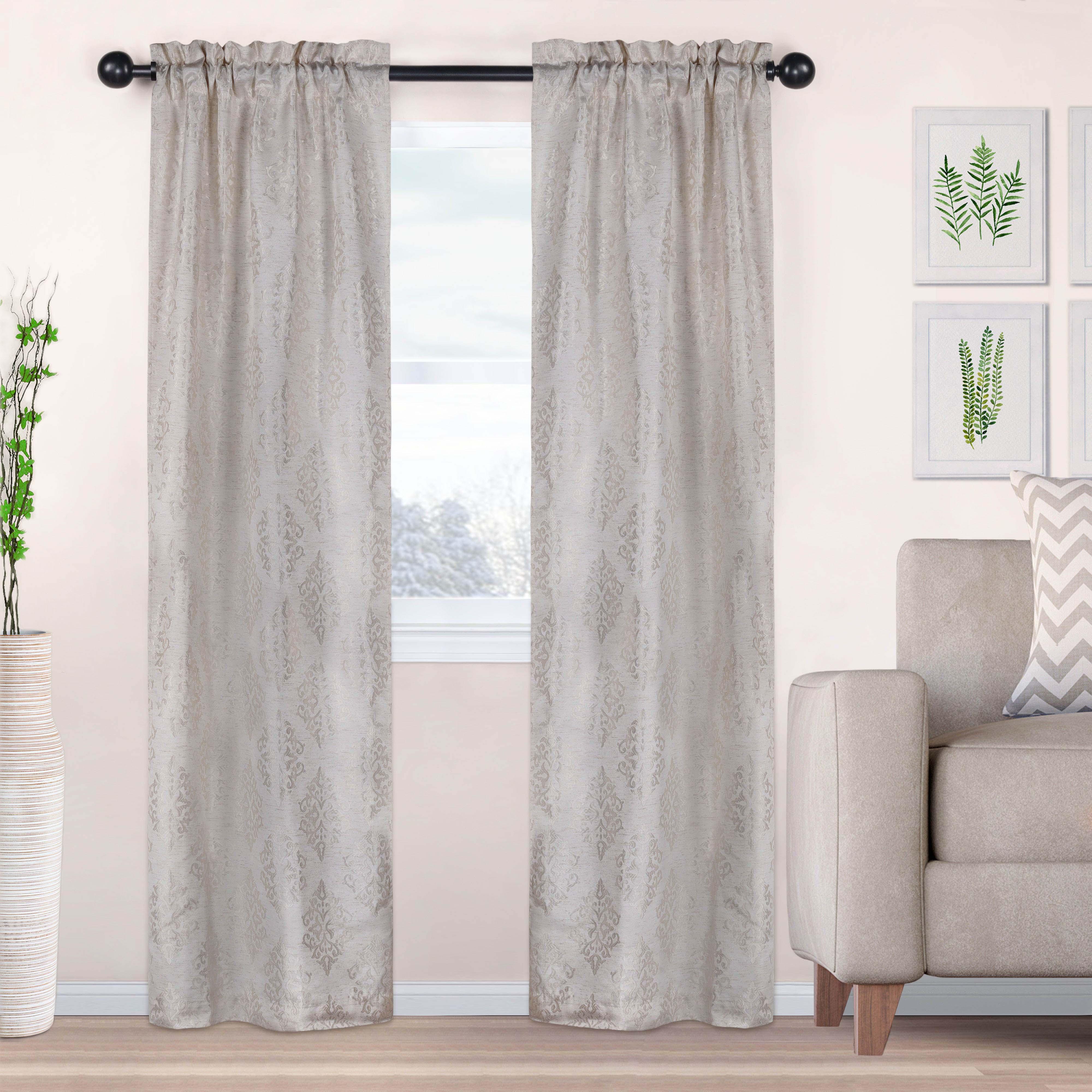 Venetian Damask Jacquard Grommet Traditional Curtain Panel Set - Semi Sheer Curtains by Superior Brand