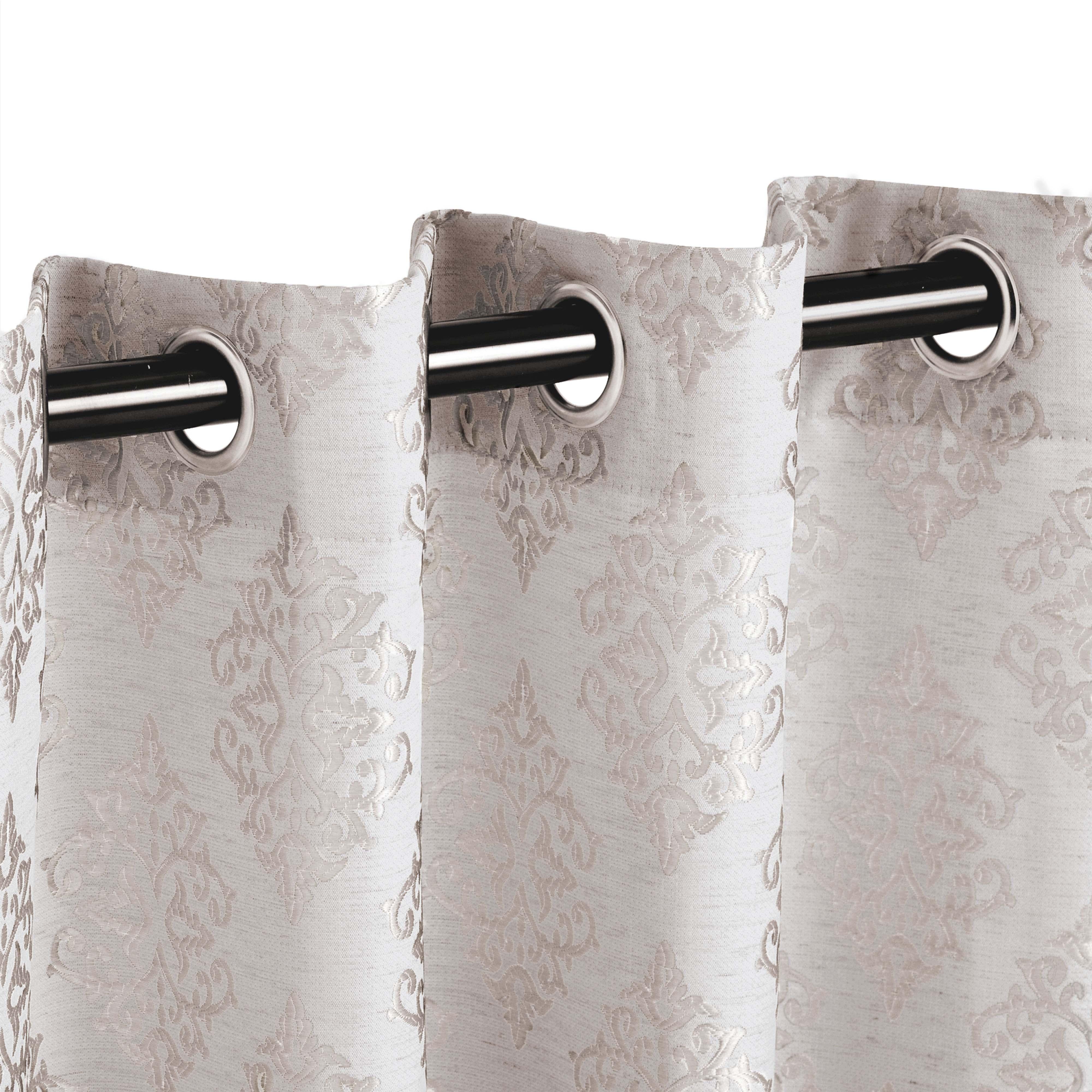 Venetian Damask Jacquard Grommet Traditional Curtain Panel Set - Semi Sheer Curtains by Superior Brand