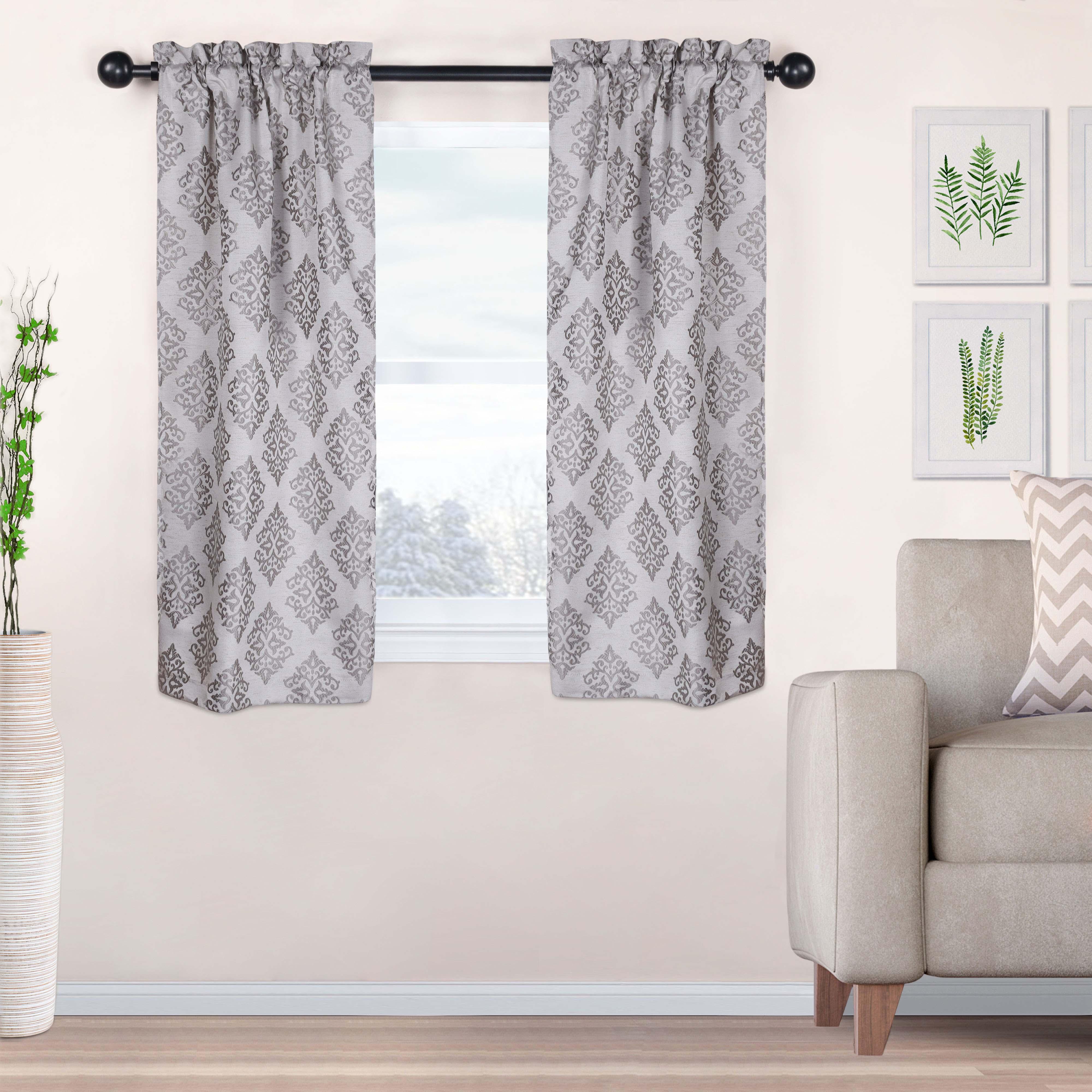 Venetian Damask Jacquard Grommet Traditional Curtain Panel Set - Semi Sheer Curtains by Superior Brand