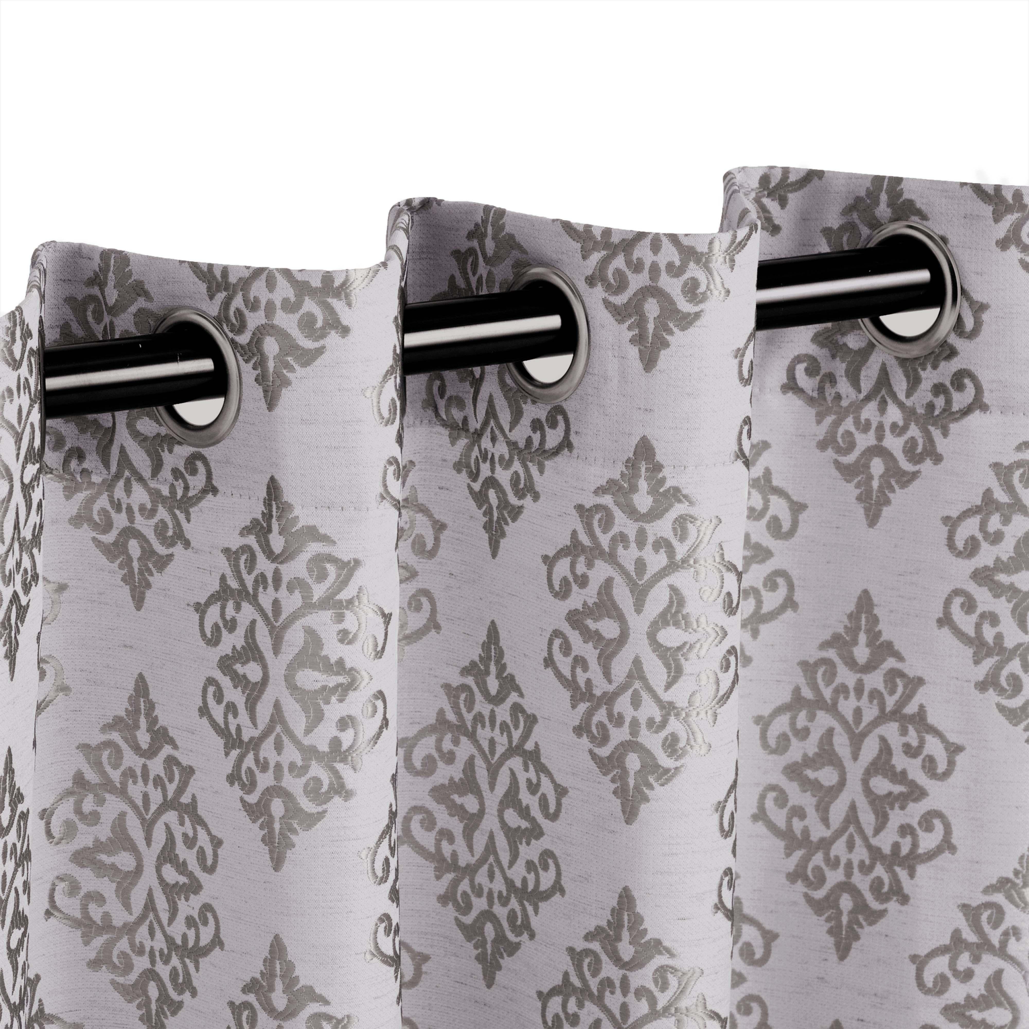 Venetian Damask Jacquard Grommet Traditional Curtain Panel Set - Semi Sheer Curtains by Superior Brand
