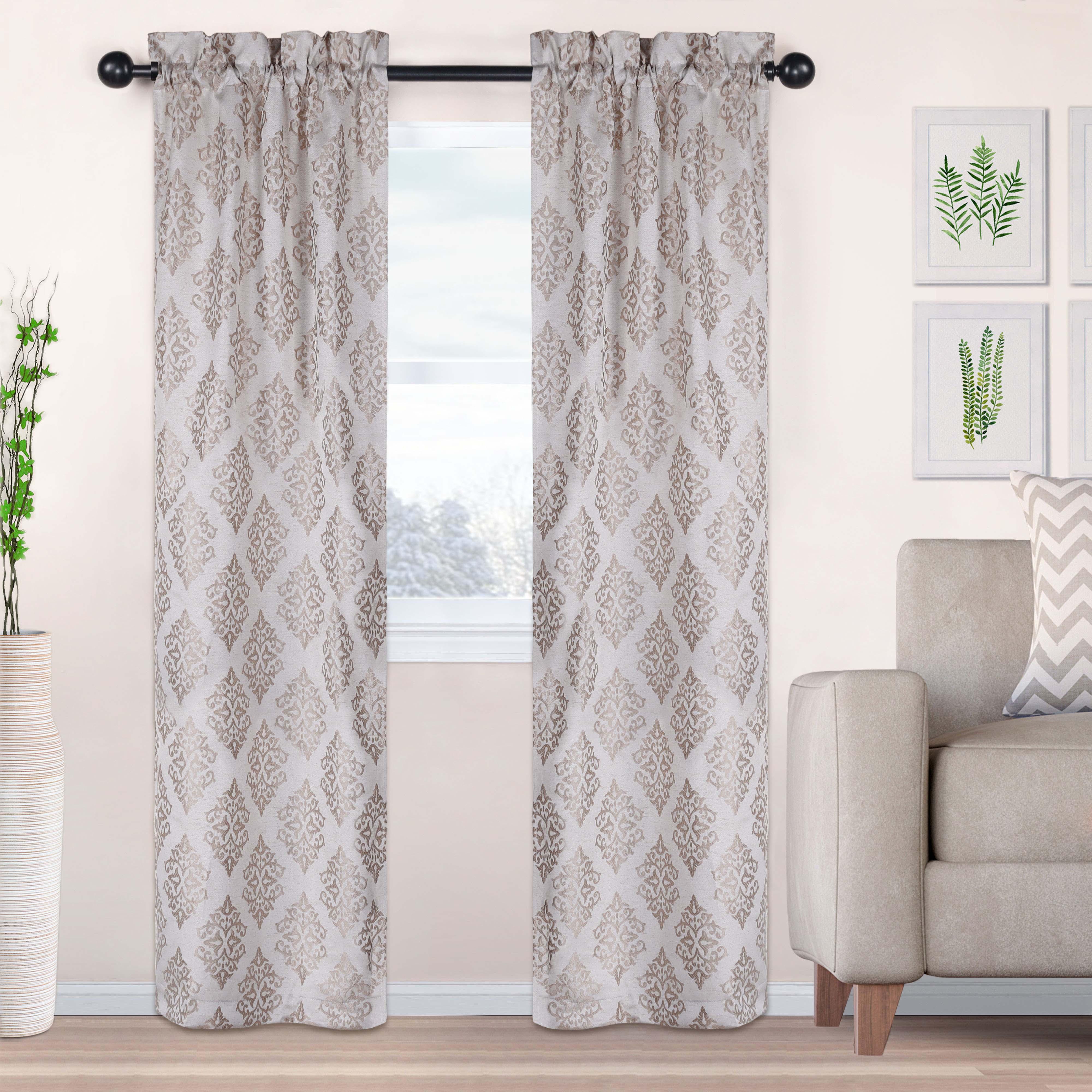 Venetian Damask Jacquard Grommet Traditional Curtain Panel Set - Semi Sheer Curtains by Superior Brand