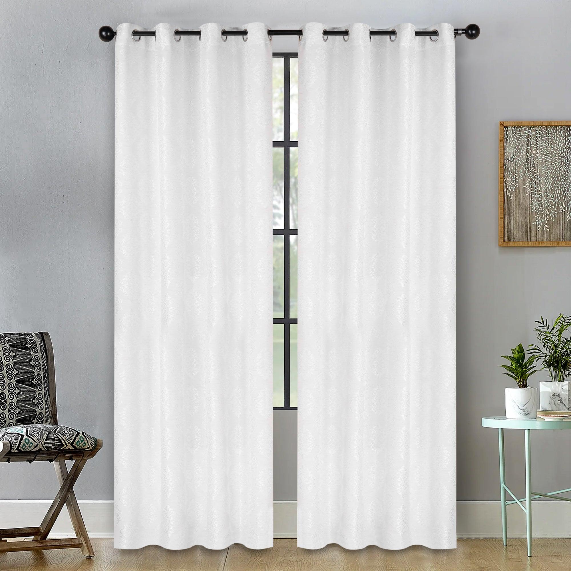 Venetian Damask Jacquard Grommet Traditional Curtain Panel Set - Semi Sheer Curtains by Superior Brand