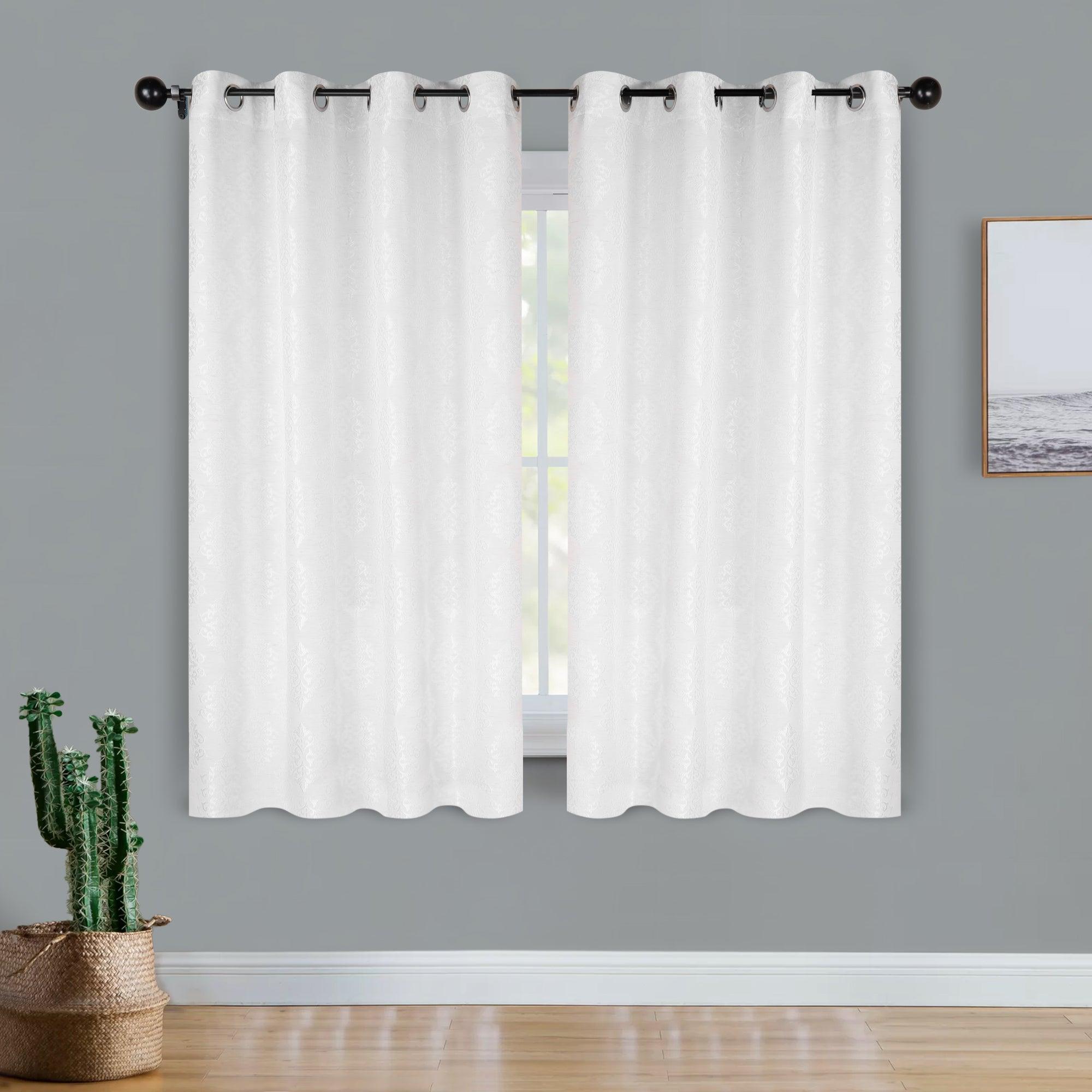 Venetian Damask Jacquard Grommet Traditional Curtain Panel Set - Semi Sheer Curtains by Superior Brand