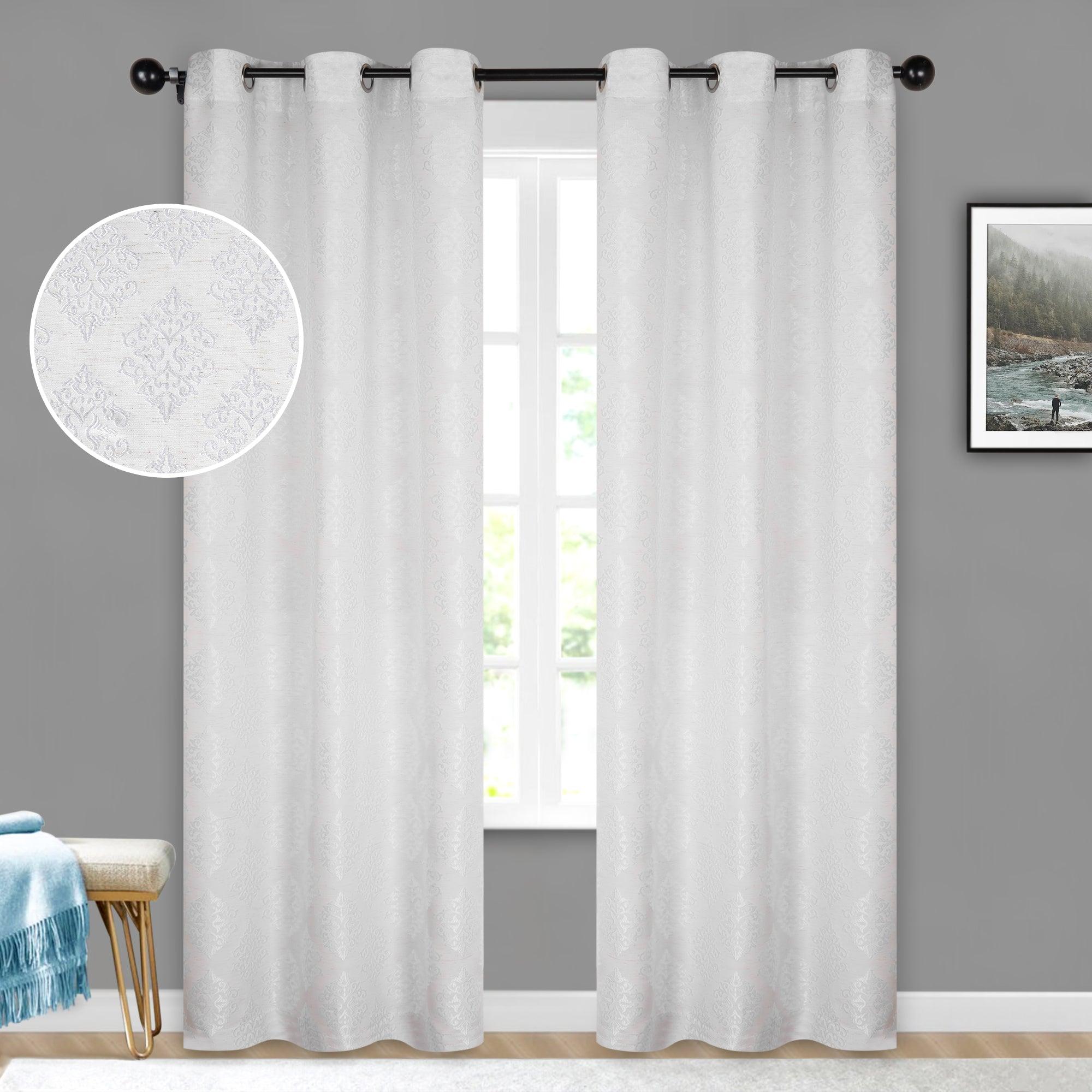 Venetian Damask Jacquard Grommet Traditional Curtain Panel Set - Semi Sheer Curtains by Superior Brand