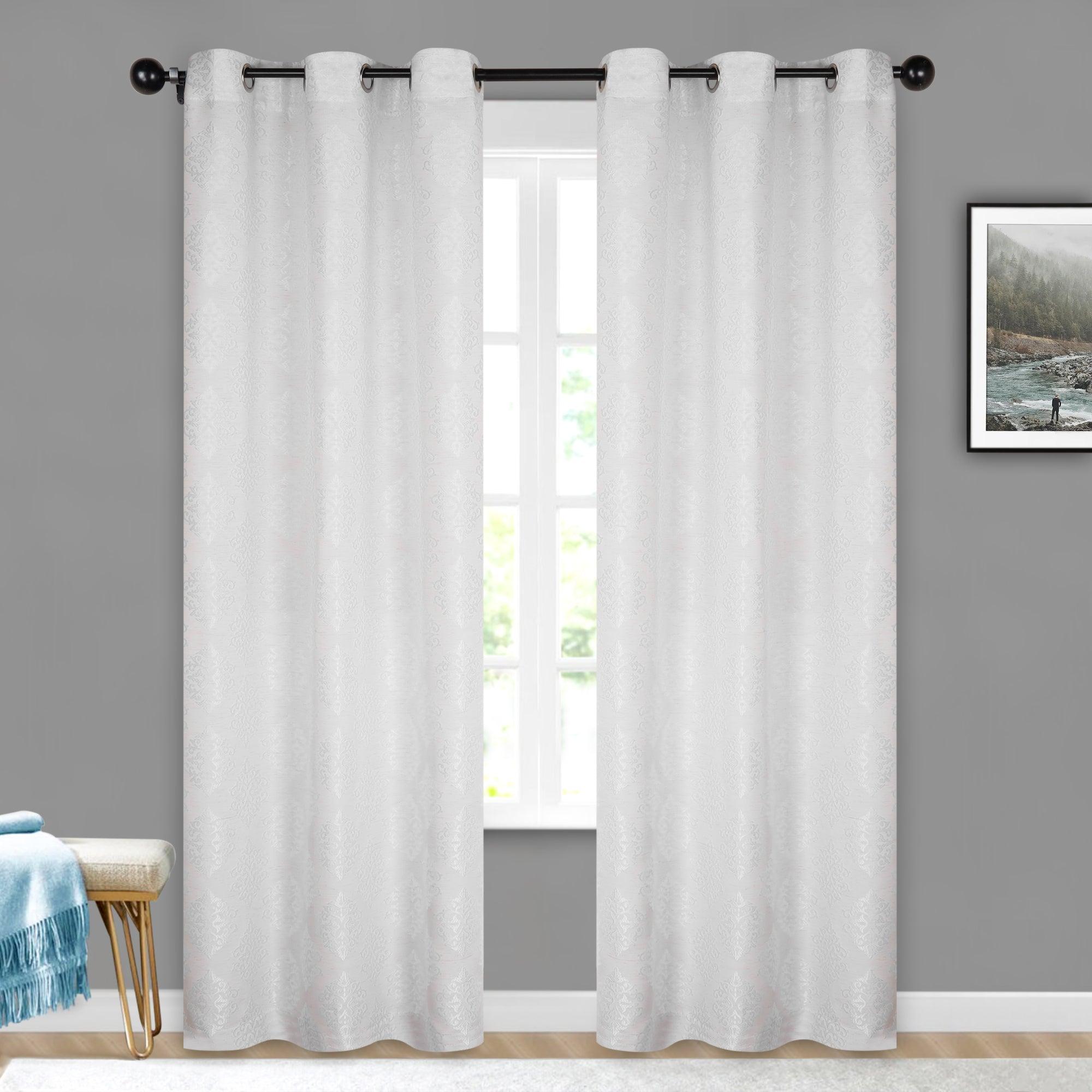 Venetian Damask Jacquard Grommet Traditional Curtain Panel Set - Semi Sheer Curtains by Superior Brand