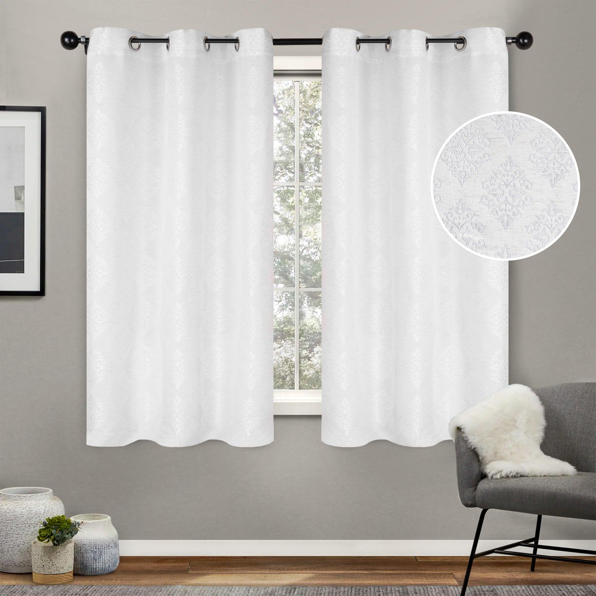 Venetian Damask Jacquard Grommet Traditional Curtain Panel Set - Semi Sheer Curtains by Superior Brand