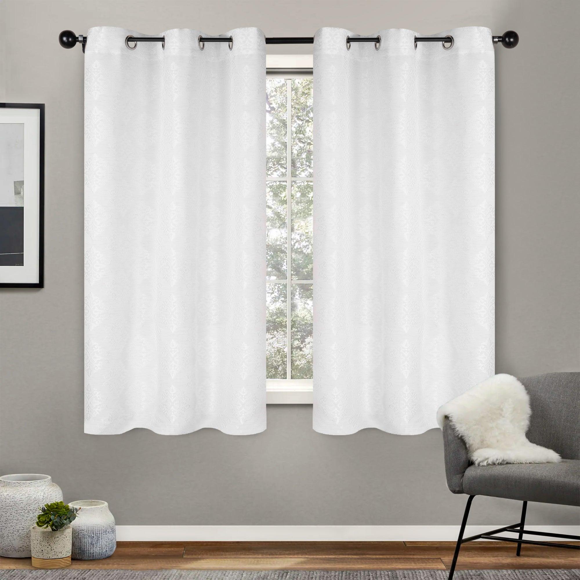 Venetian Damask Jacquard Grommet Traditional Curtain Panel Set - Semi Sheer Curtains by Superior Brand