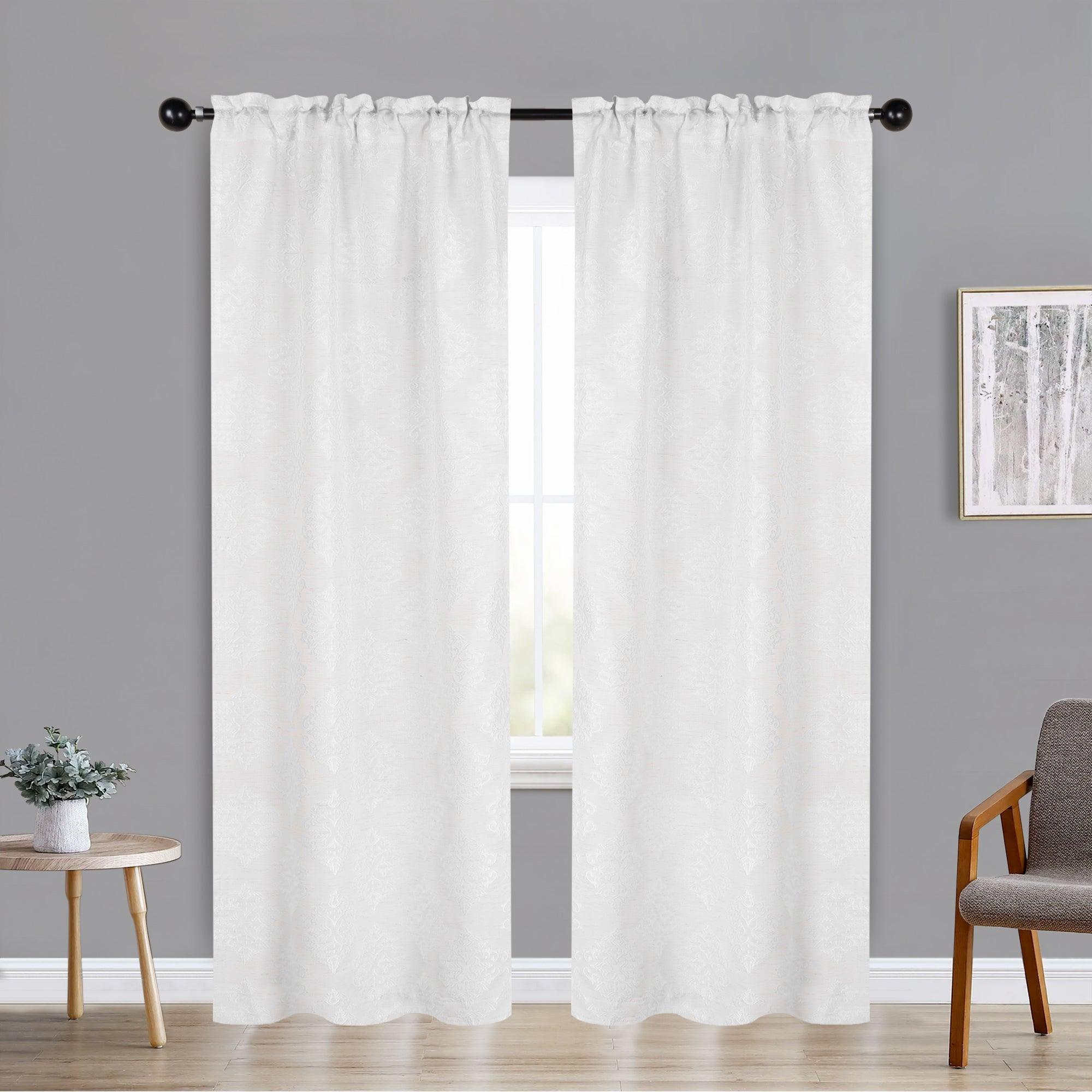 Venetian Damask Jacquard Grommet Traditional Curtain Panel Set - Semi Sheer Curtains by Superior Brand