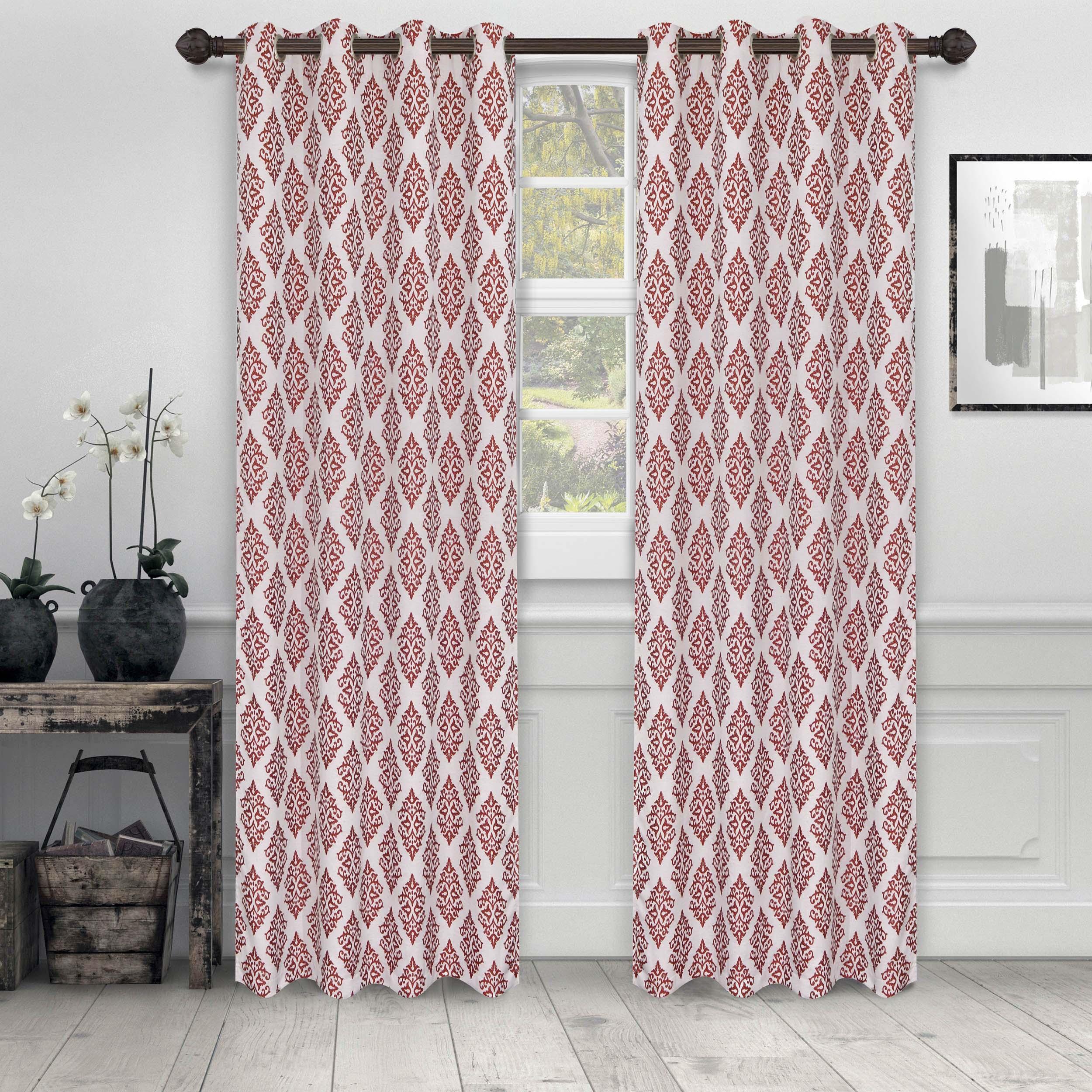 Venetian Damask Jacquard Grommet Traditional Curtain Panel Set - Semi Sheer Curtains by Superior Brand