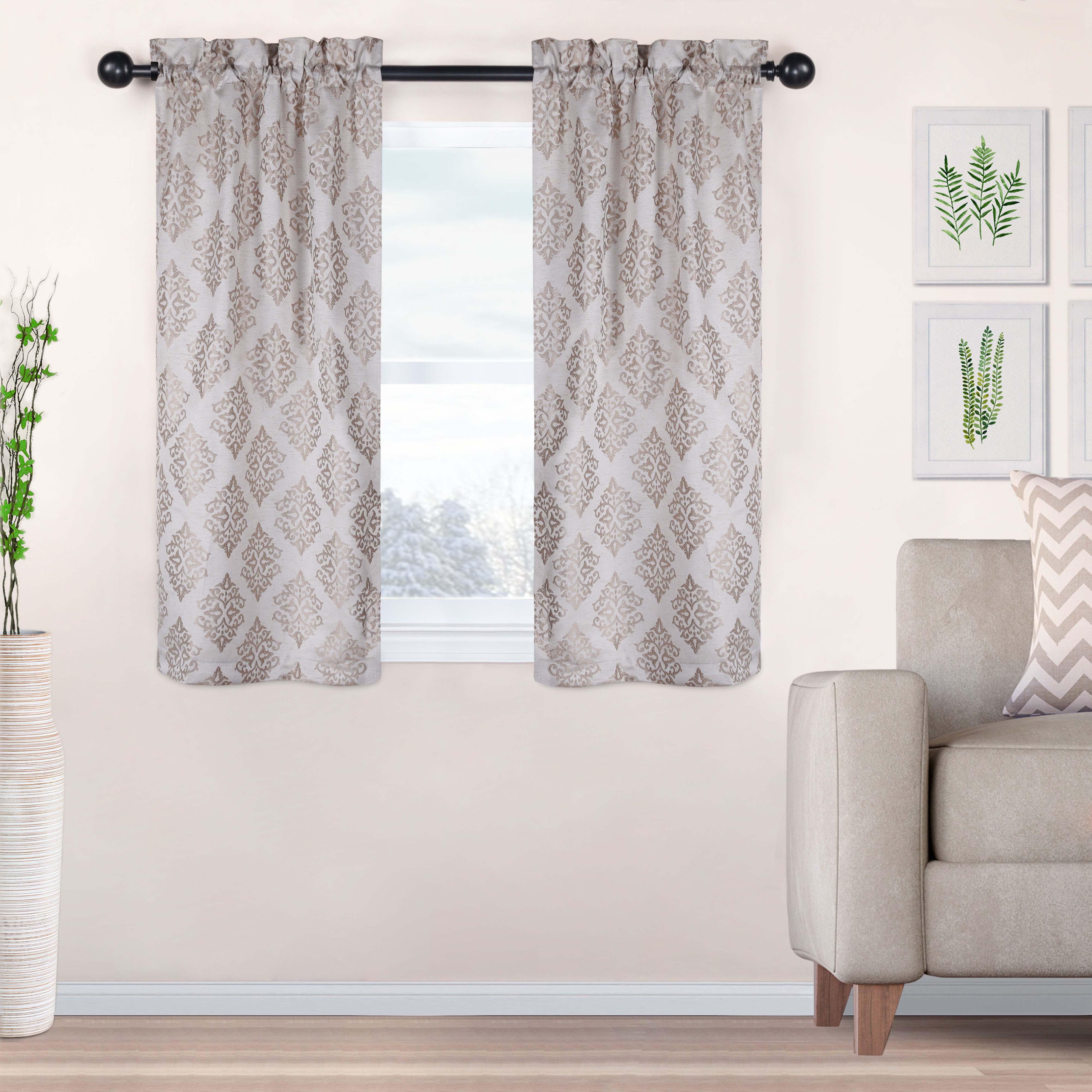 Venetian Damask Jacquard Grommet Traditional Curtain Panel Set - Semi Sheer Curtains by Superior Brand