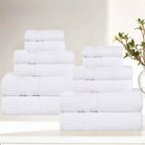 Venice Zero Twist Cotton Medium Weight Absorbent 12 Piece Towel Set - Towel Set by Superior Brand