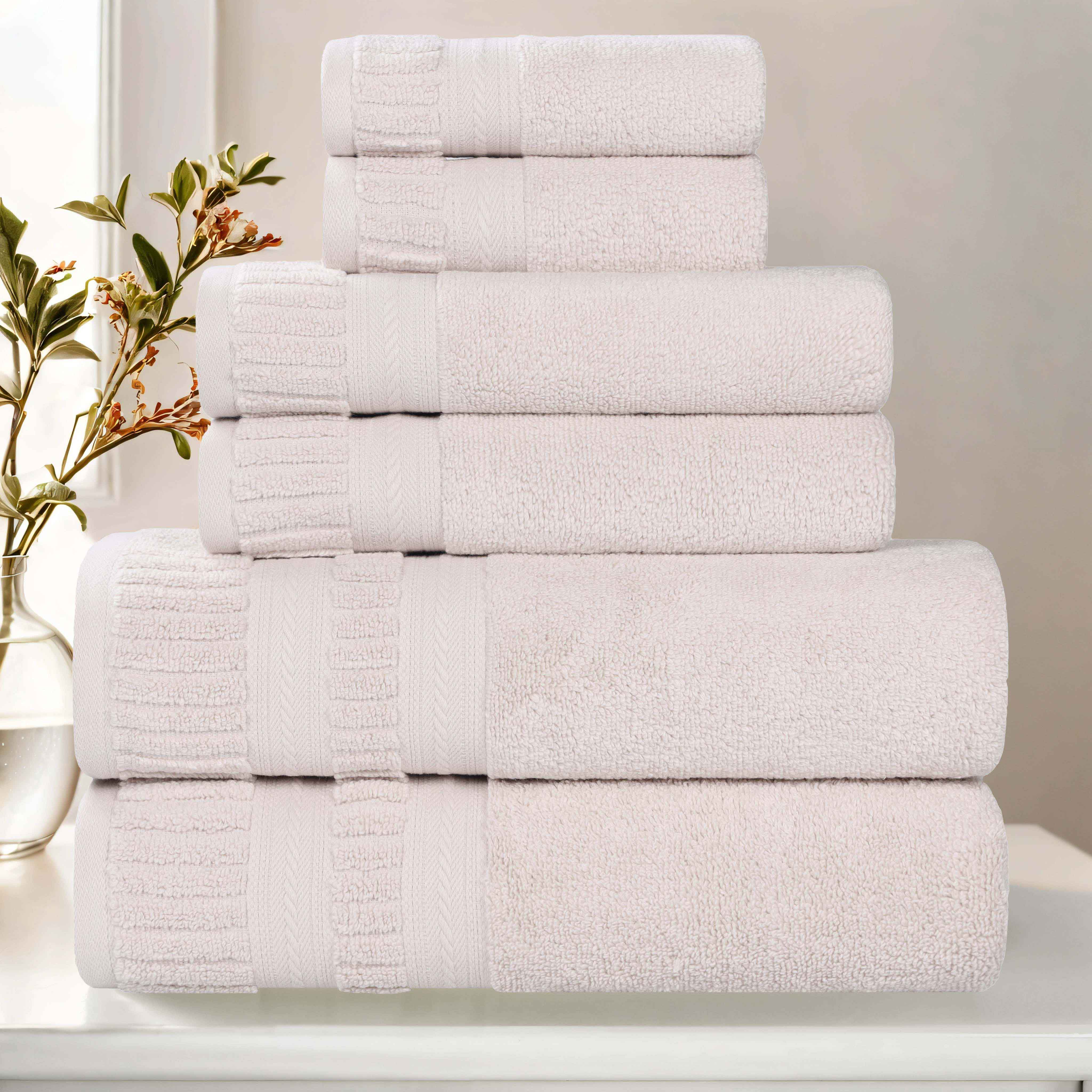 Venice Zero Twist Cotton Medium Weight Absorbent 6 Piece Towel Set - Towel Set by Superior Brand