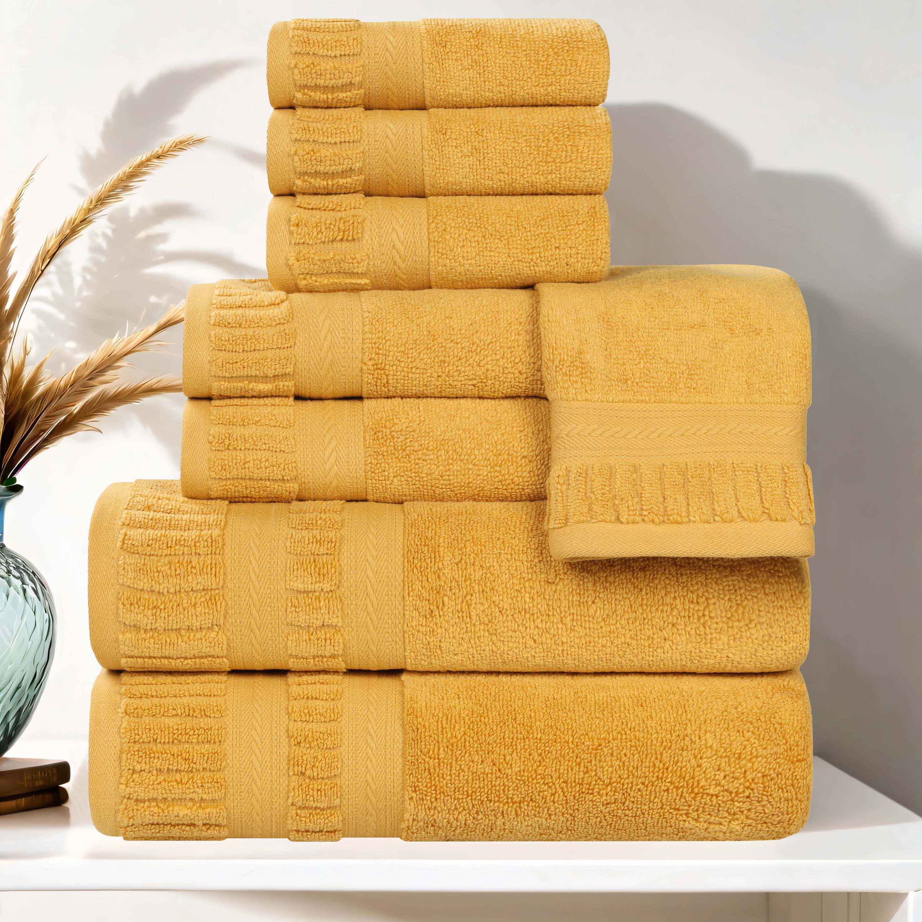 Zero Twist Cotton Towels 8 Piece Venice Collection - Towel Set by Superior Brand