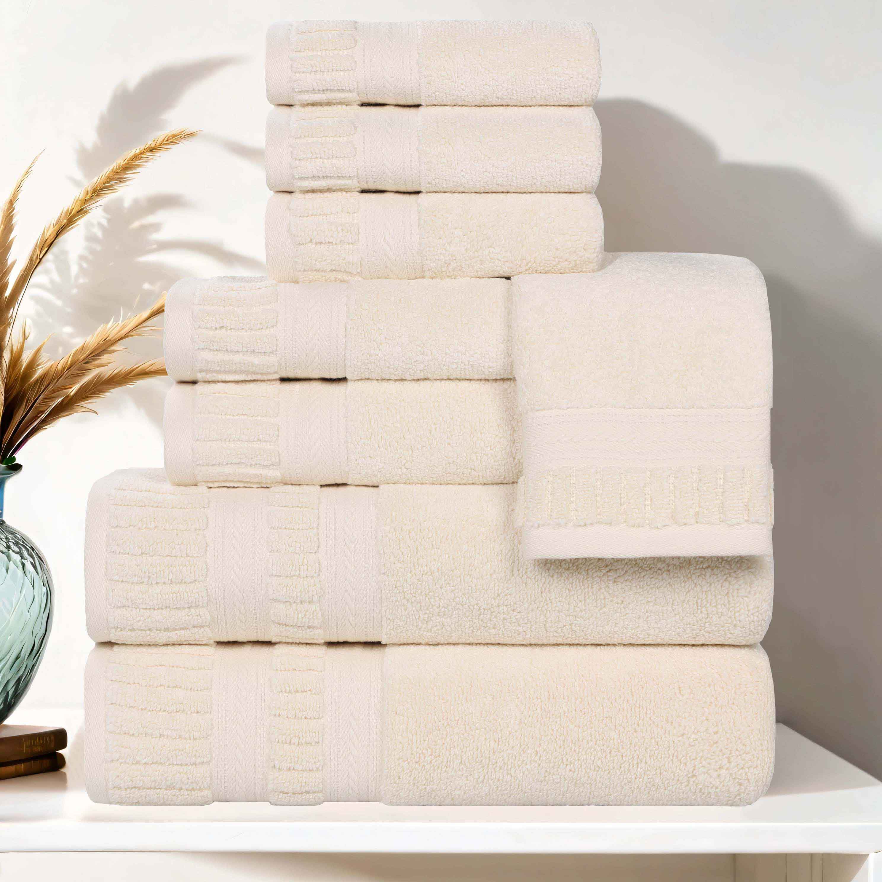 Zero Twist Cotton Towels 8 Piece Venice Collection - Towel Set by Superior Brand