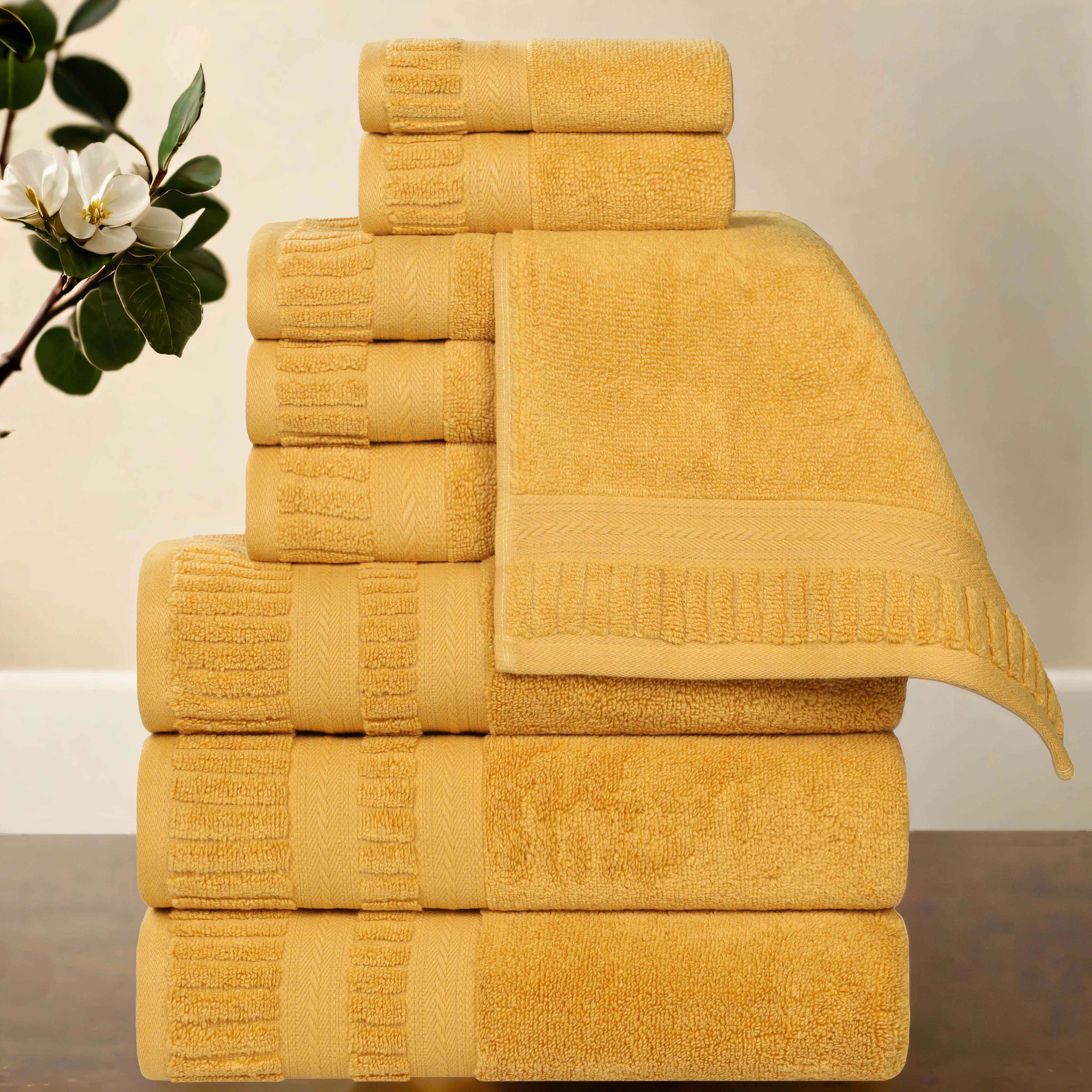 Venice Zero Twist Cotton Medium Weight Absorbent 9 Piece Towel Set - Towel Set by Superior Brand