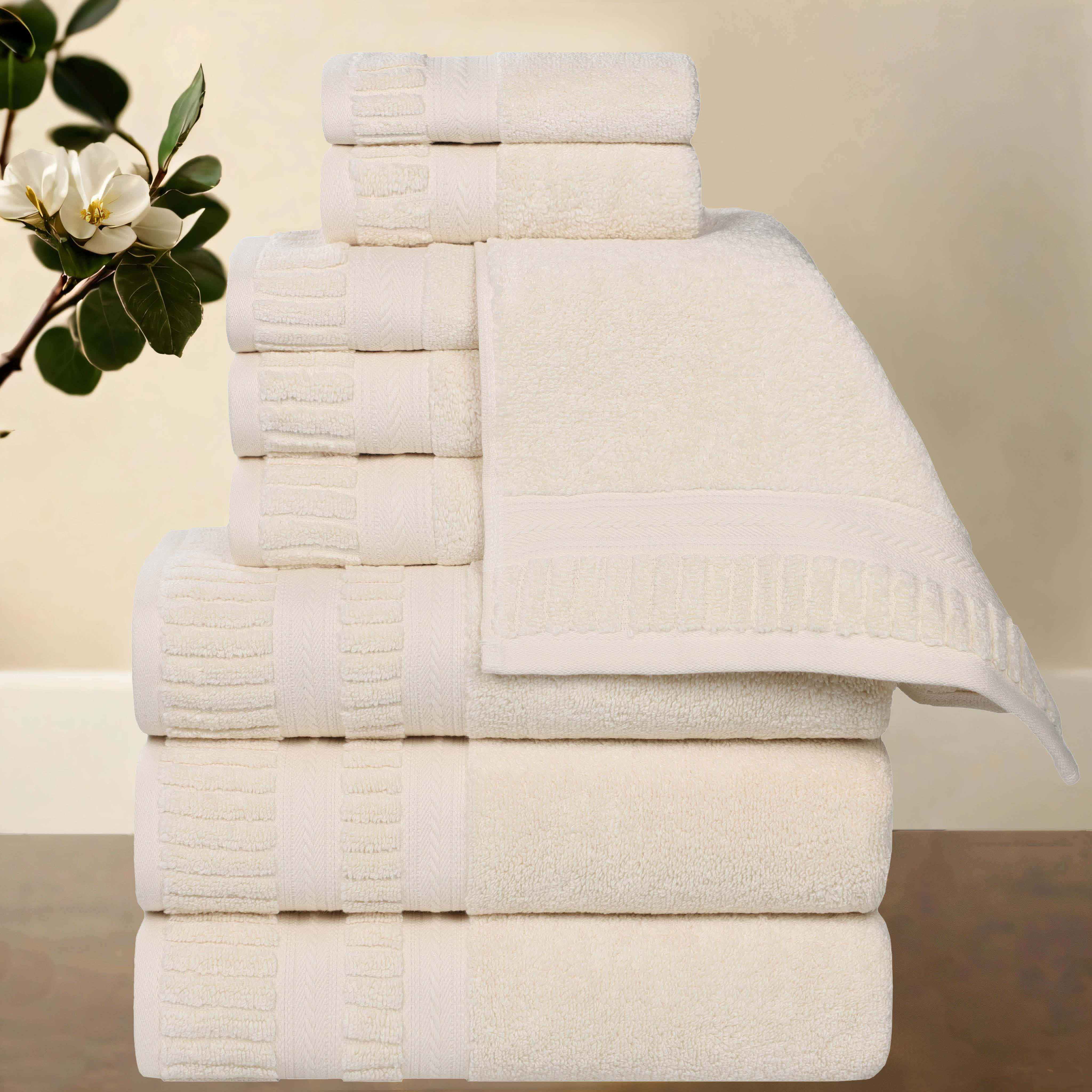 Venice Zero Twist Cotton Medium Weight Absorbent 9 Piece Towel Set - Towel Set by Superior Brand