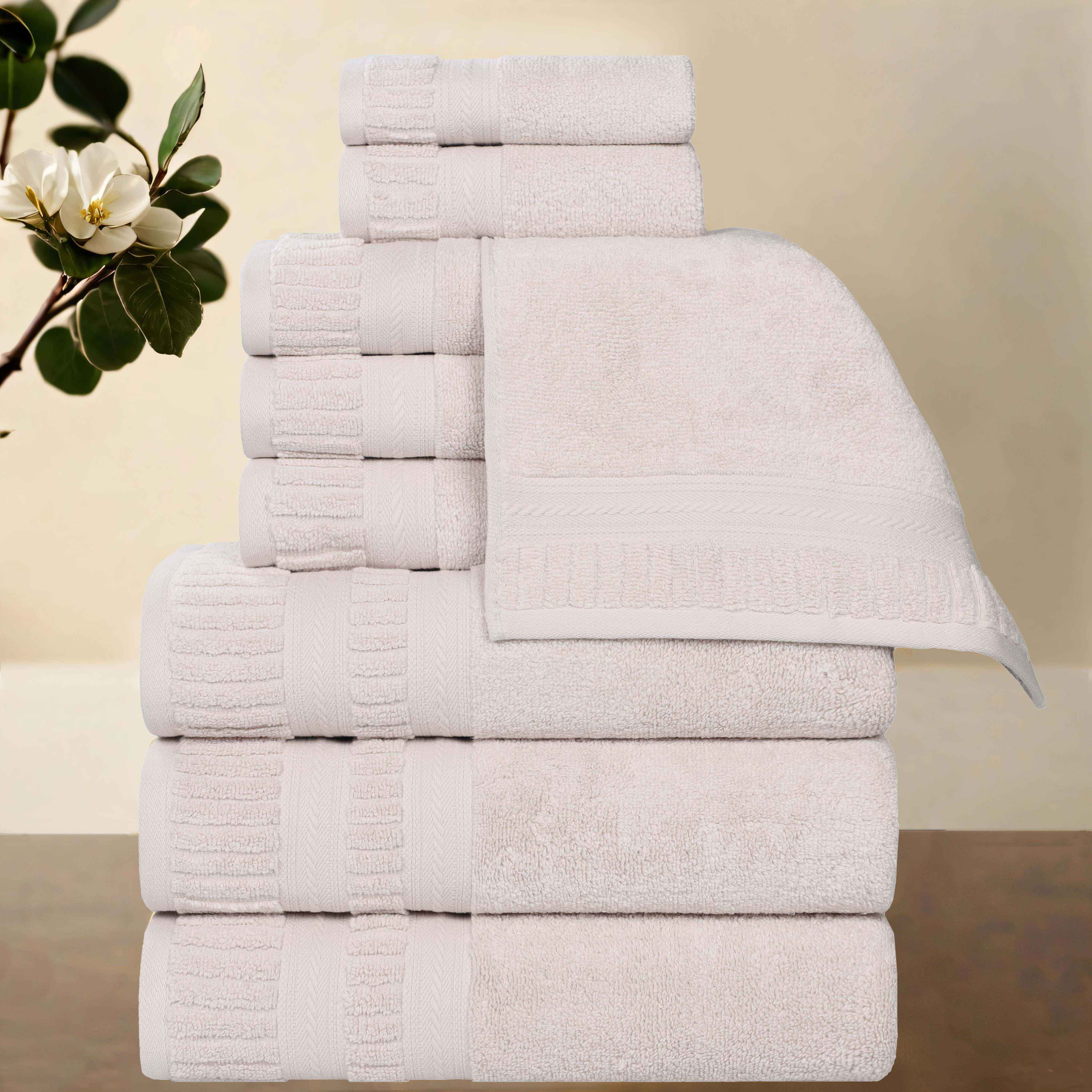 Venice Zero Twist Cotton Medium Weight Absorbent 9 Piece Towel Set - Towel Set by Superior Brand