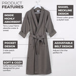 Waffle Weave Cotton Soft Lightweight Oversized Unisex Adult Bath Robe - Bath Robe by Superior Brand