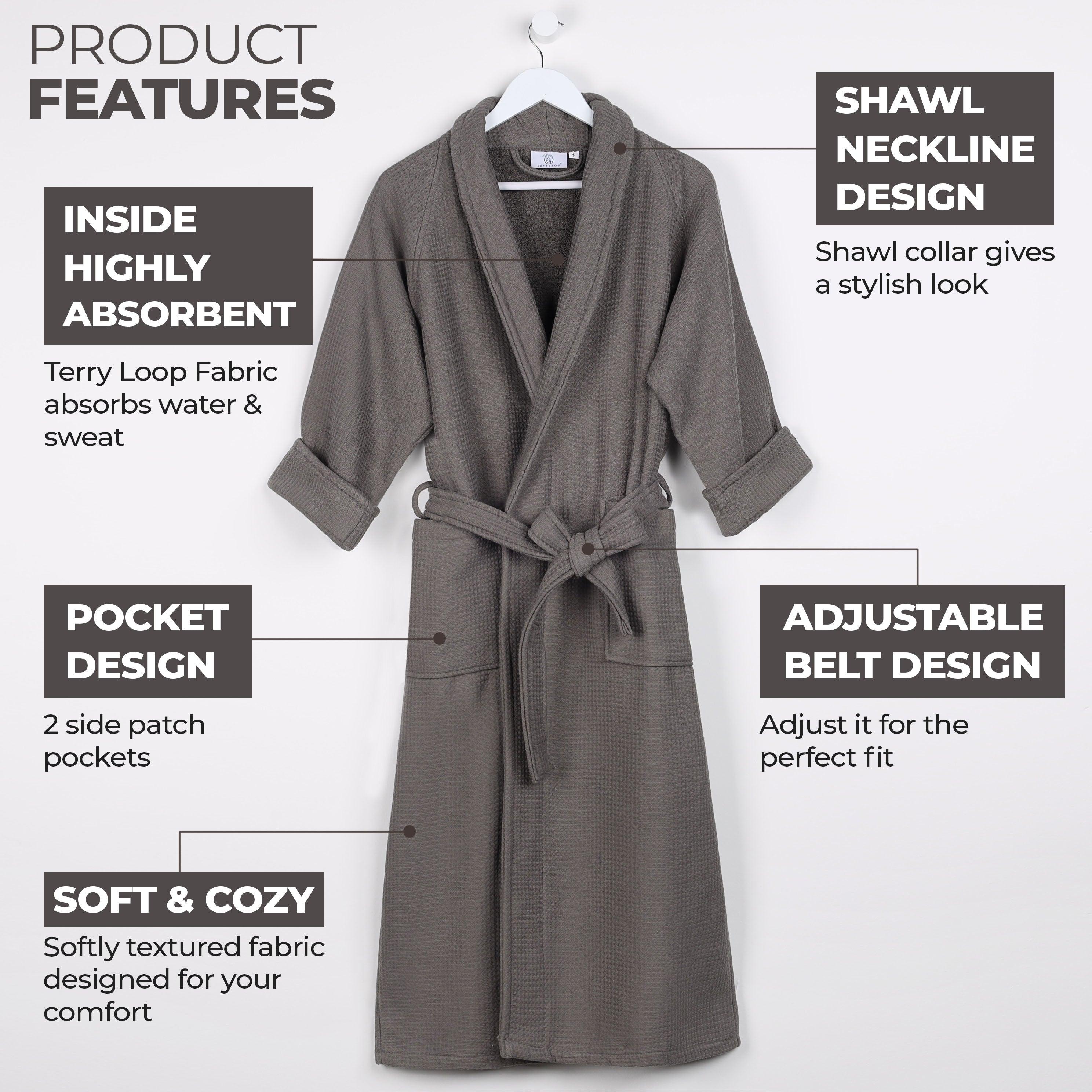 Waffle Weave Cotton Soft Lightweight Oversized Unisex Adult Bath Robe - Bath Robe by Superior Brand