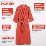 Waffle Weave Cotton Soft Lightweight Oversized Unisex Adult Bath Robe - Bath Robe by Superior Brand