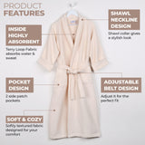 Waffle Weave Cotton Soft Lightweight Oversized Unisex Adult Bath Robe - Bath Robe by Superior Brand
