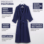 Waffle Weave Cotton Soft Lightweight Oversized Unisex Adult Bath Robe - Bath Robe by Superior Brand