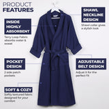 Waffle Weave Cotton Soft Lightweight Oversized Unisex Adult Bath Robe - Bath Robe by Superior Brand