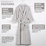 Waffle Weave Cotton Soft Lightweight Oversized Unisex Adult Bath Robe - Bath Robe by Superior Brand