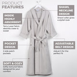 Waffle Weave Cotton Soft Lightweight Oversized Unisex Adult Bath Robe - Bath Robe by Superior Brand