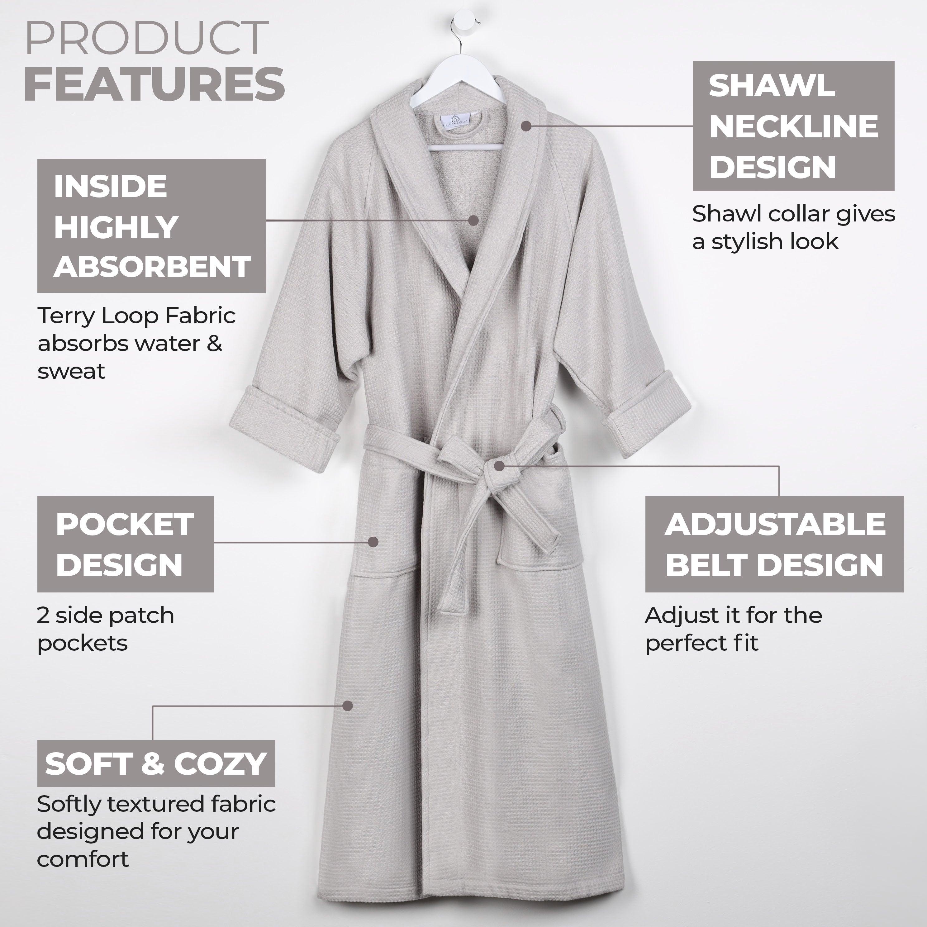 Waffle Weave Cotton Soft Lightweight Oversized Unisex Adult Bath Robe - Bath Robe by Superior Brand