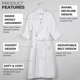 Waffle Weave Cotton Soft Lightweight Oversized Unisex Adult Bath Robe - Bath Robe by Superior Brand