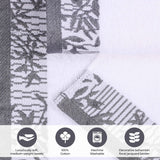 Cotton Floral Jacquard Border Bath Towel Set of 4 - Wisteria - Bath Towel by Superior Brand