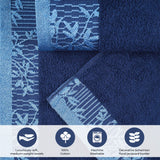 Wisteria Cotton Medium Weight Floral Jacquard Border 3 Piece Towel Set - Towel Set by Superior Brand
