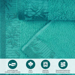 Wisteria Cotton Medium Weight Floral Jacquard Border 3 Piece Towel Set - Towel Set by Superior Brand