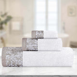 Wisteria Cotton Medium Weight Floral Jacquard Border 3 Piece Towel Set - Towel Set by Superior Brand