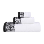 Wisteria Cotton Medium Weight Floral Jacquard Border 3 Piece Towel Set - Towel Set by Superior Brand