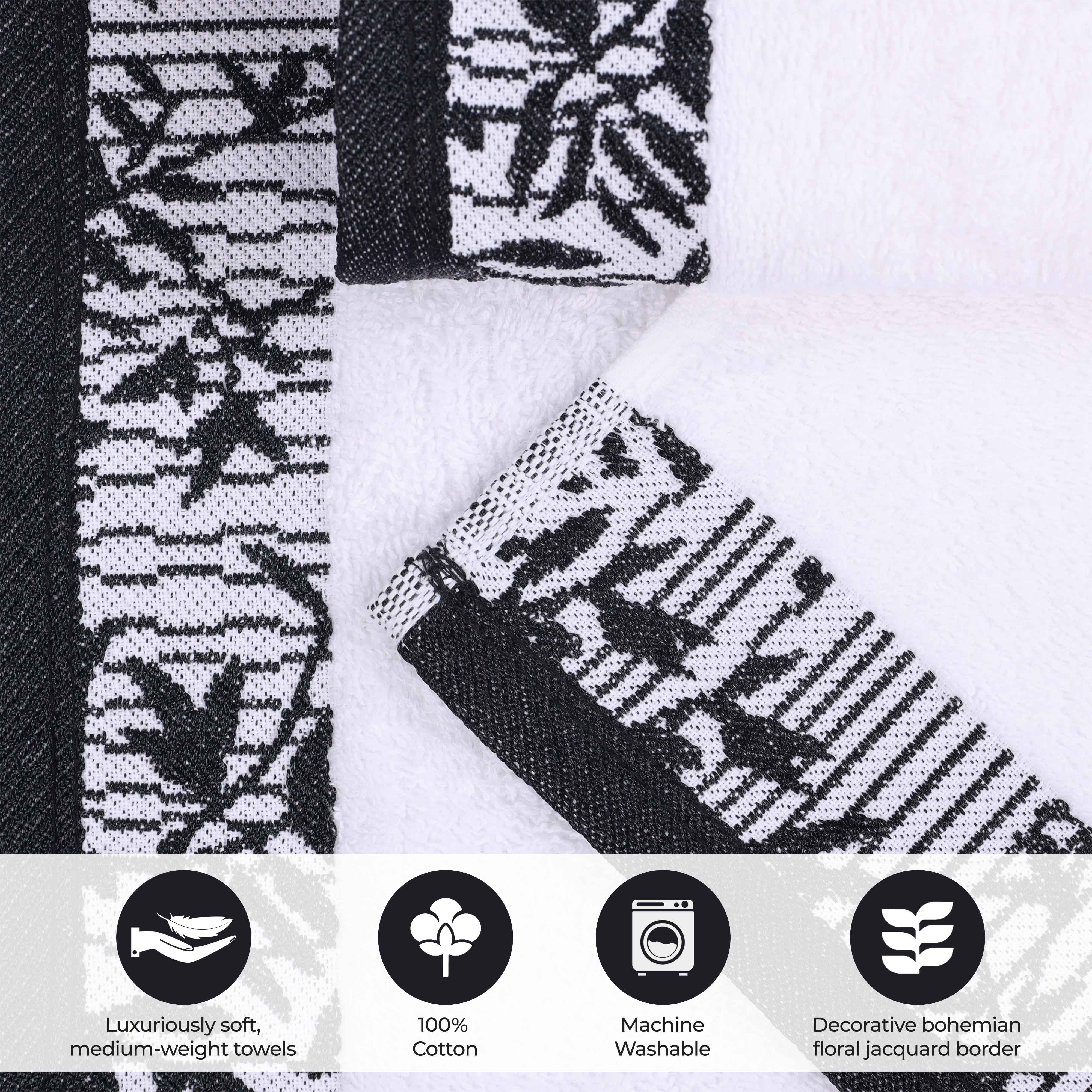 Wisteria Cotton Medium Weight Floral Jacquard Border 3 Piece Towel Set - Towel Set by Superior Brand