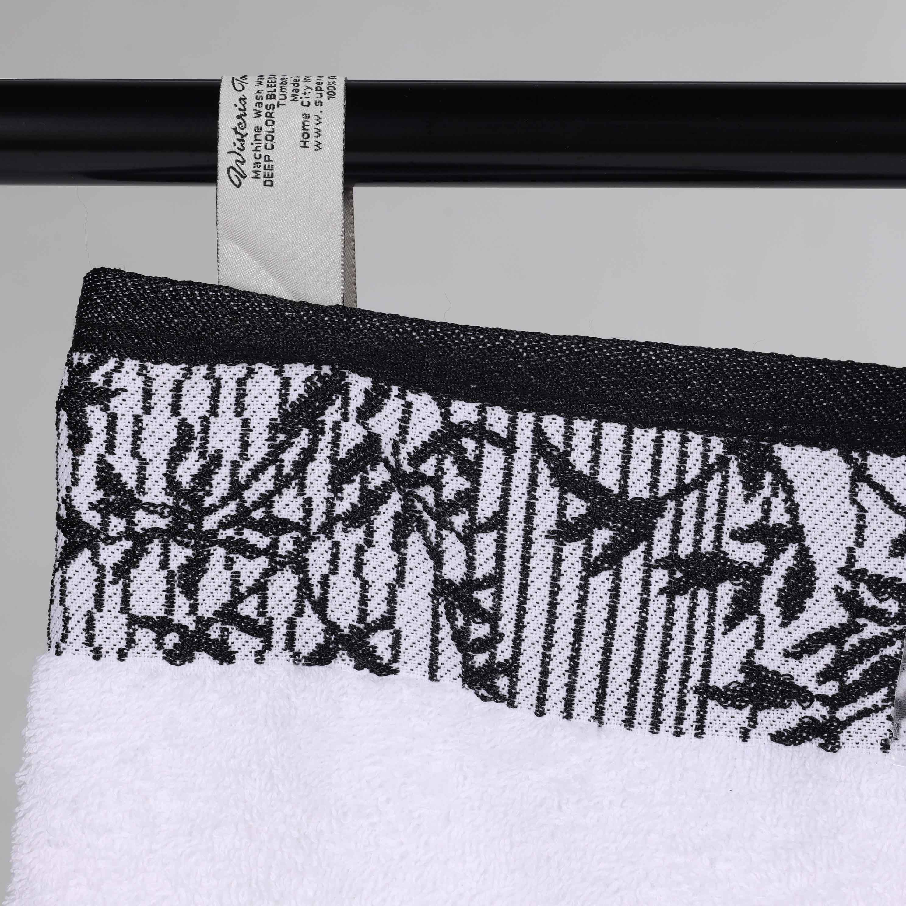 Wisteria Cotton Medium Weight Floral Jacquard Border 3 Piece Towel Set - Towel Set by Superior Brand