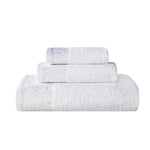 Wisteria Cotton Medium Weight Floral Jacquard Border 3 Piece Towel Set - Towel Set by Superior Brand