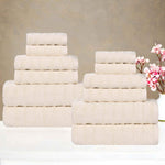 Zuma Zero Twist Cotton Medium Weight Waffle Stripes 12 Piece Towel Set - Towel Set by Superior Brand