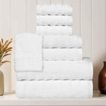 Zuma Zero Twist Cotton Medium Weight Waffle Stripes 8 Piece Towel Set - Towel Set by Superior Brand