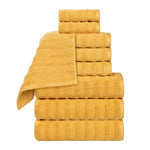 Zuma Zero Twist Cotton Medium Weight Waffle Stripes 9 Piece Towel Set - Towel Set by Superior Brand