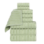 Zuma Zero Twist Cotton Medium Weight Waffle Stripes 9 Piece Towel Set - Towel Set by Superior Brand