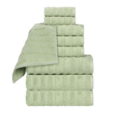 Zuma Zero Twist Cotton Medium Weight Waffle Stripes 9 Piece Towel Set - Towel Set by Superior Brand