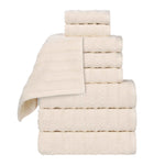 Zuma Zero Twist Cotton Medium Weight Waffle Stripes 9 Piece Towel Set - Towel Set by Superior Brand