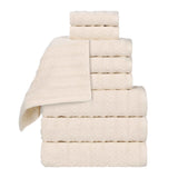 Zuma Zero Twist Cotton Medium Weight Waffle Stripes 9 Piece Towel Set - Towel Set by Superior Brand