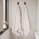 Zuma Zero Twist Cotton Waffle Textured Stripes Bath Sheets, Set of 2 - Bath Sheet by Superior Brand